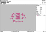Courtneytext Embroidery File 6 sizes
