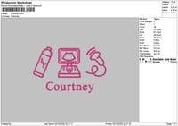 Courtneytext Embroidery File 6 sizes