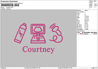 Courtneytext Embroidery File 6 sizes