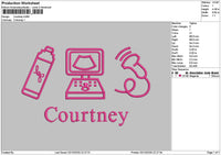 Courtneytext Embroidery File 6 sizes