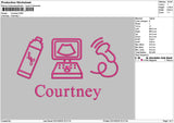 Courtneytext Embroidery File 6 sizes