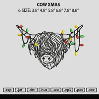 Cow Xmas Embroidery File 6 sizes