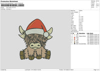 Cow Xmas V2 Embroidery File 6 sizes