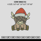 Cow Xmas V2 Embroidery File 6 sizes