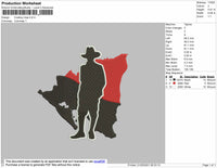 Cowboy Map Embroidery File 6 size