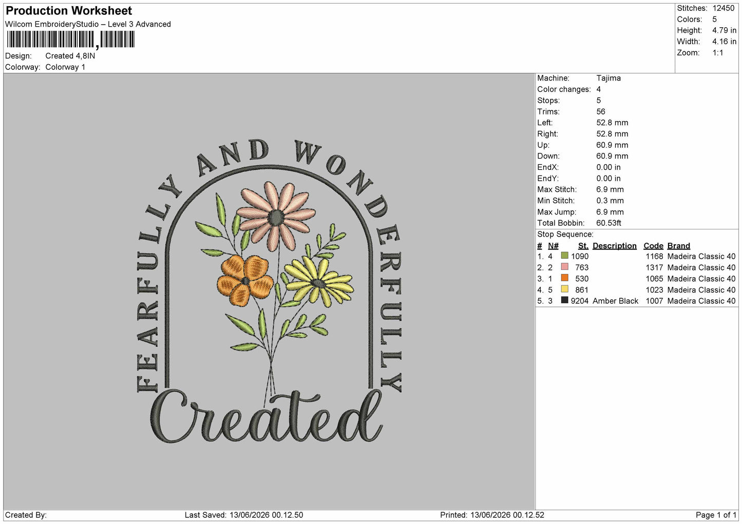 Createdtext Embroidery Machine Design File 6 sizes