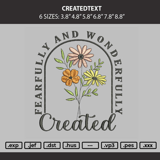 Createdtext Embroidery Machine Design File 6 sizes