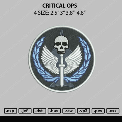 Critical Ops Embroidery File 4 size