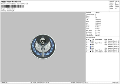 Critical Ops Embroidery File 4 size