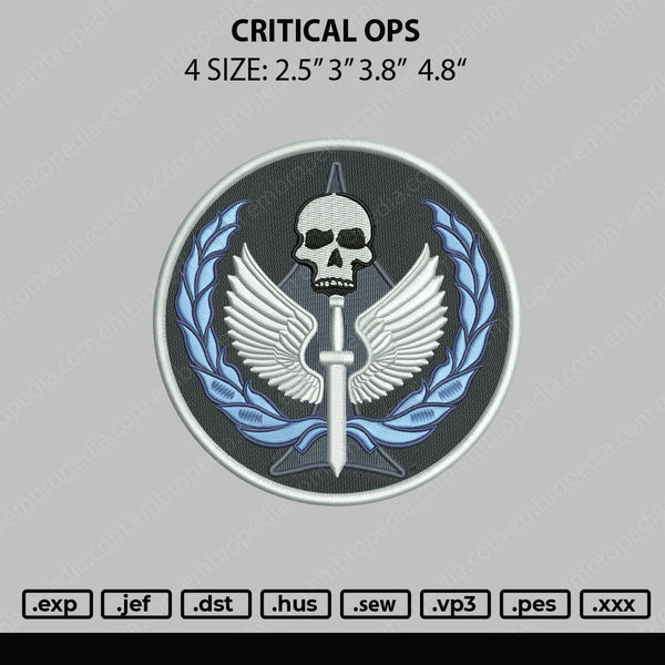 Critical Ops Embroidery File 4 size