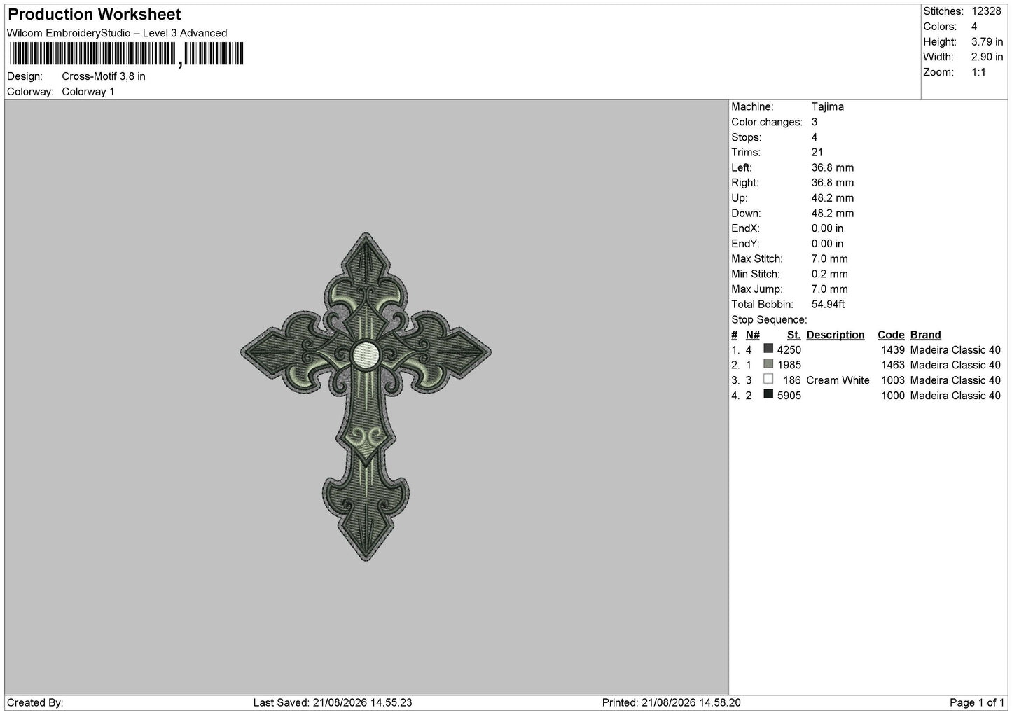 Cross motif Embroidery DMachine Design File