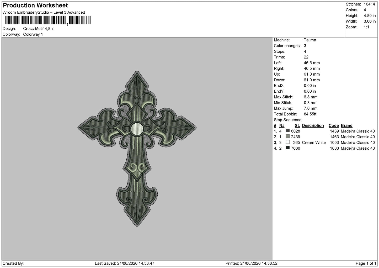 Cross motif Embroidery DMachine Design File