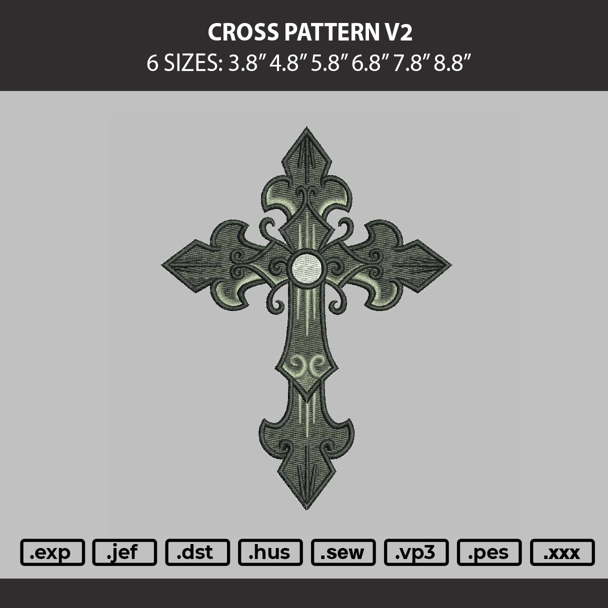 Cross Pattern v2 Embroidery Machine Design File 6 sizes