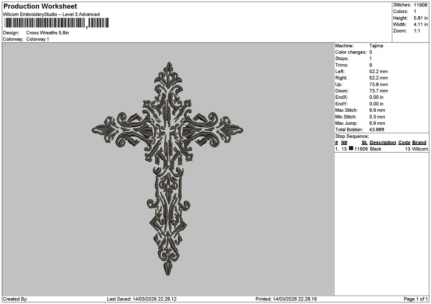Cross 1403 Embroidery File 6 sizes