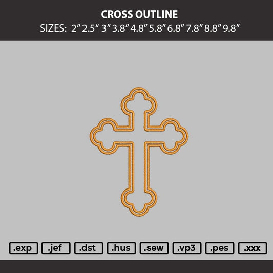Cross Outline  Embroidery Machine Design File