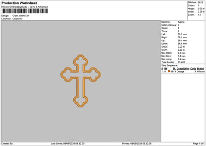 Cross Outline  Embroidery Machine Design File