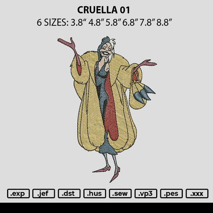 Cruella 01 Embroidery File 6 sizes