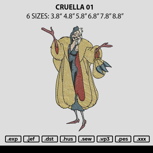 Cruella 01 Embroidery File 6 sizes