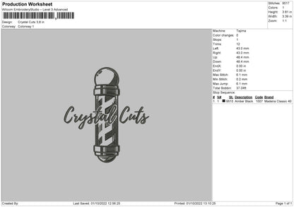 Crystal Cuts Embroiery File 5 sizes