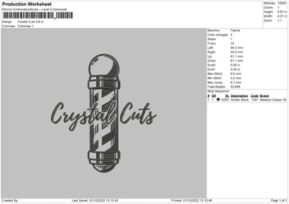 Crystal Cuts Embroiery File 5 sizes