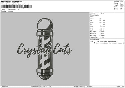Crystal Cuts Embroiery File 5 sizes