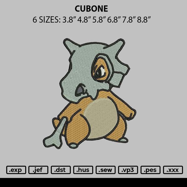 Cubone Embroidery File 6 sizes