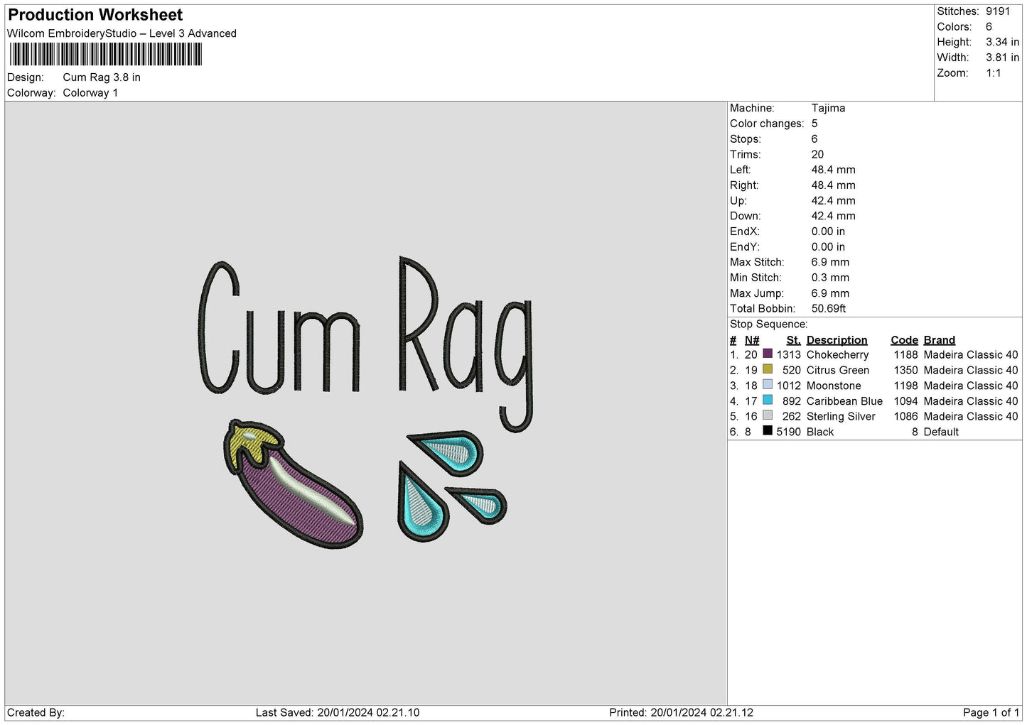 Cumrag Embroidery File 6 sizes