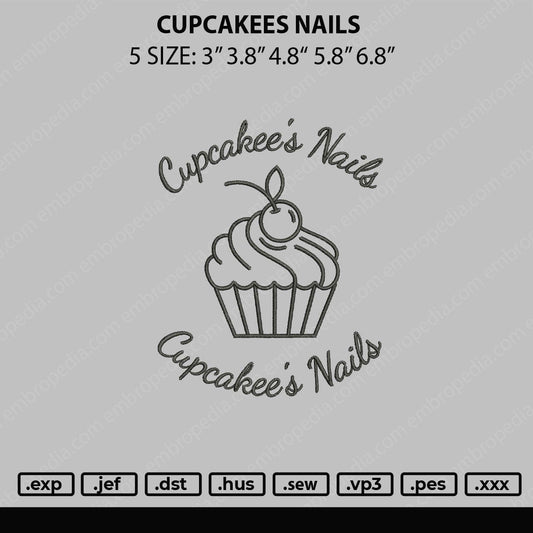 Cupcakees Nails Embroidery File 5 sizes