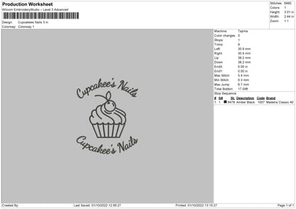 Cupcakees Nails Embroidery File 5 sizes