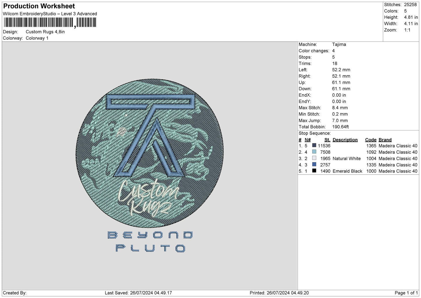 Custom Moon Embroidery File 6 sizes