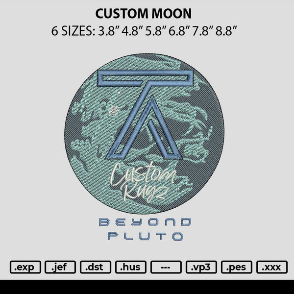 Custom Moon Embroidery File 6 sizes