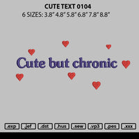 Cute Text 0104 Embroidery File 6 sizes