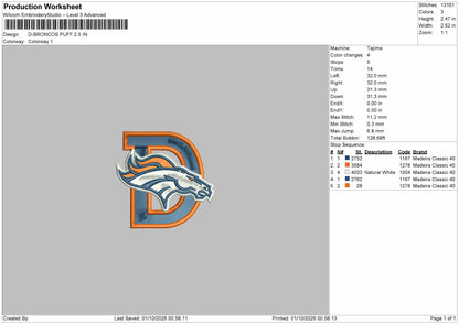 Horse D Puff Embroidery Machine Design File 6 sizes