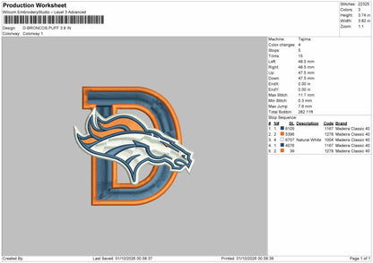 Horse D Puff Embroidery Machine Design File 6 sizes