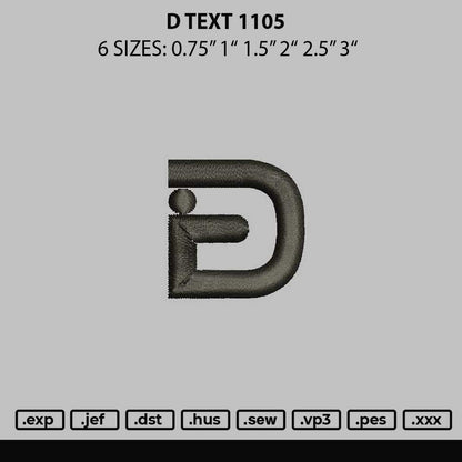 D Text 1105 Embroidery File 6 sizes