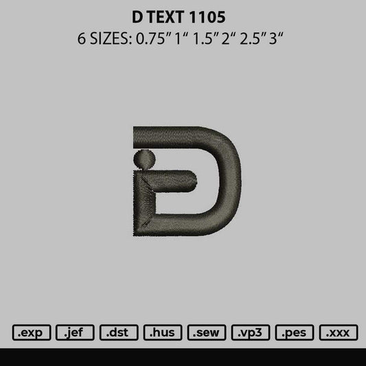 D Text 1105 Embroidery File 6 sizes