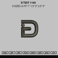 D Text 1105 Embroidery File 6 sizes
