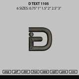 D Text 1105 Embroidery File 6 sizes