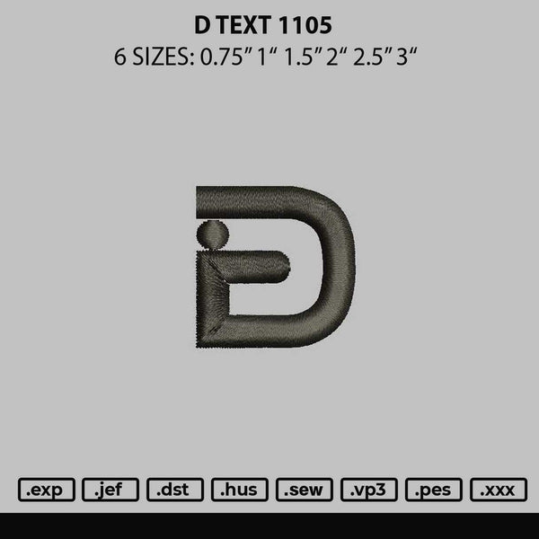 D Text 1105 Embroidery File 6 sizes