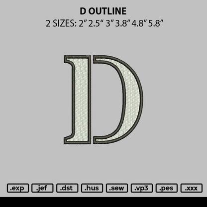 D Outline Embroidery File 6 sizes