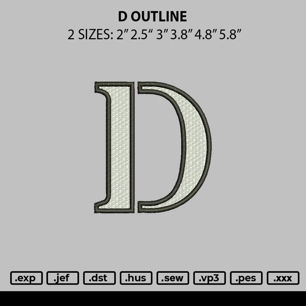 D Outline Embroidery File 6 sizes