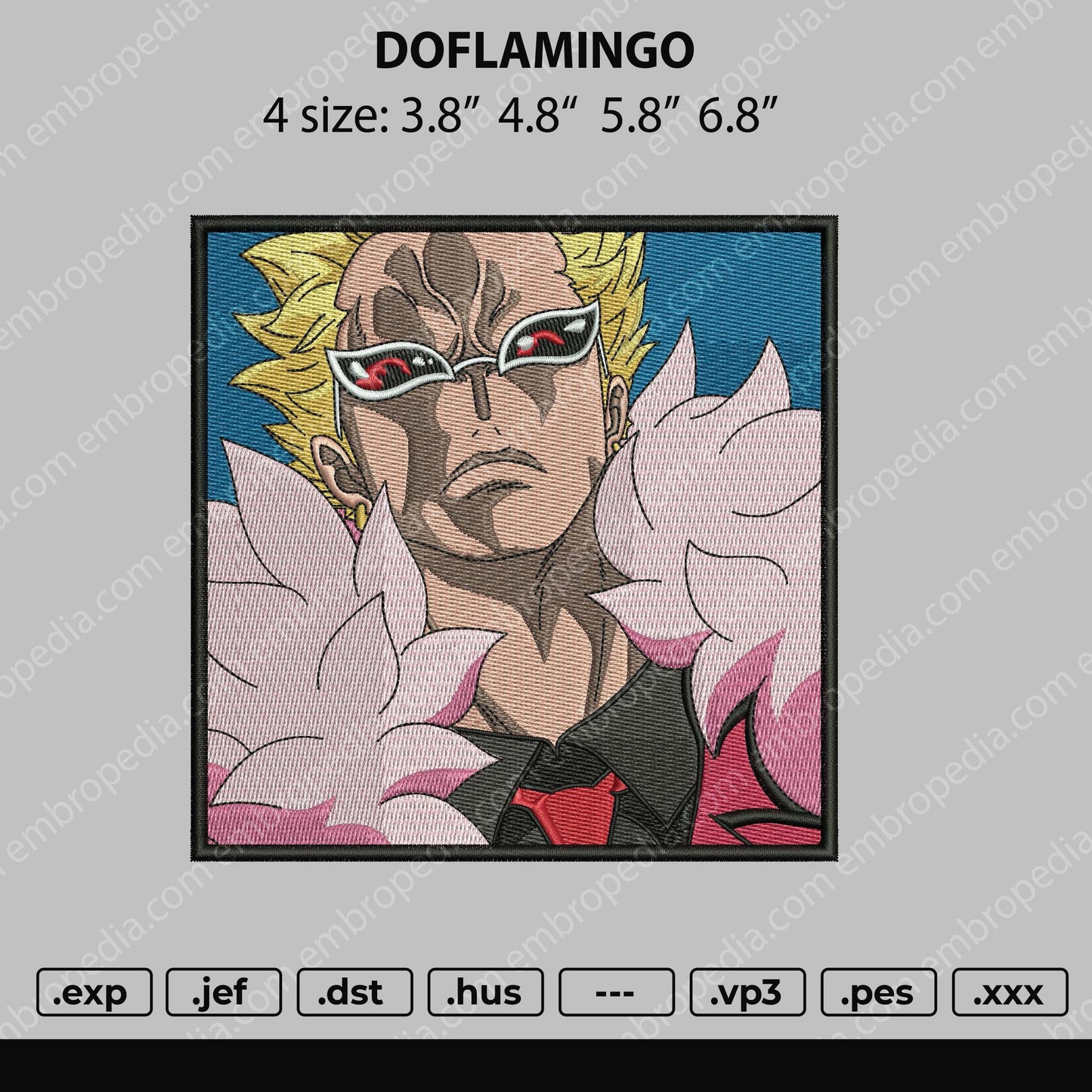 Doflamingo Embroidery File 4 size