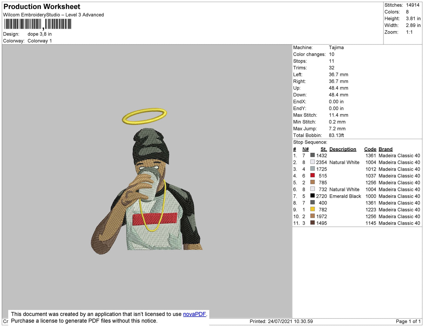 Dope Embroidery File 4 size