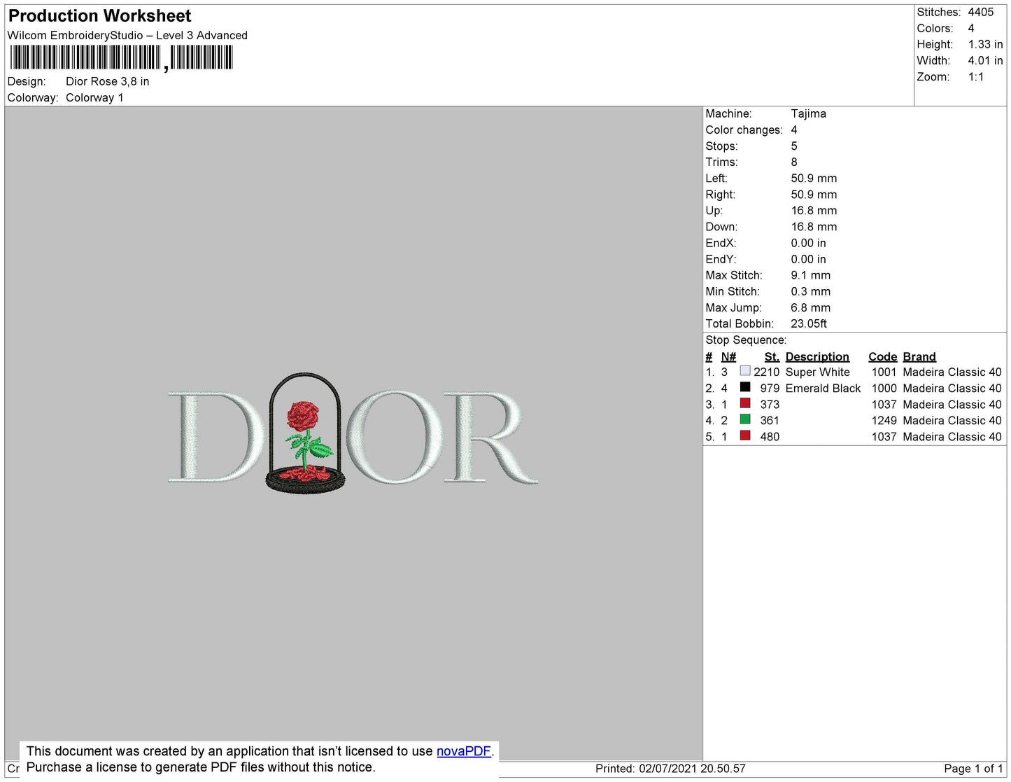 D1or Rose Rvs Embroidery File 4 size
