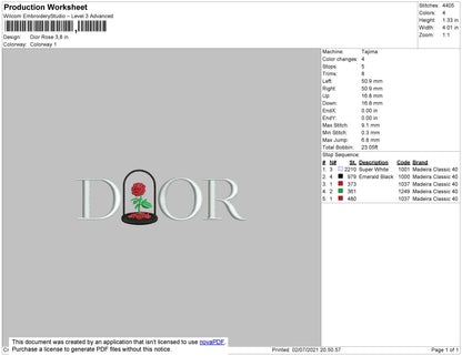 D1or Rose Rvs Embroidery File 4 size