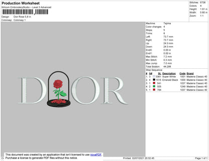 D1or Rose Rvs Embroidery File 4 size