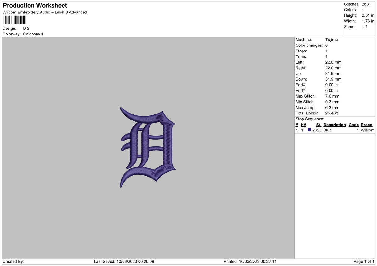 D Embroidery File 6 sizes