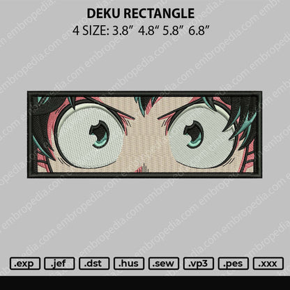Deku Rectangle Embroidery File 4 size