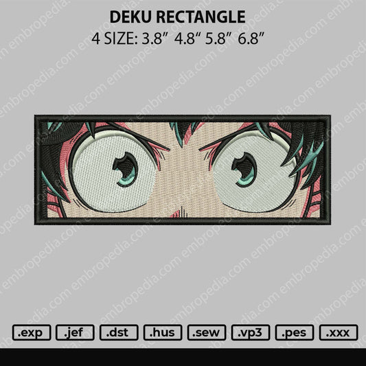 Deku Rectangle Embroidery File 4 size