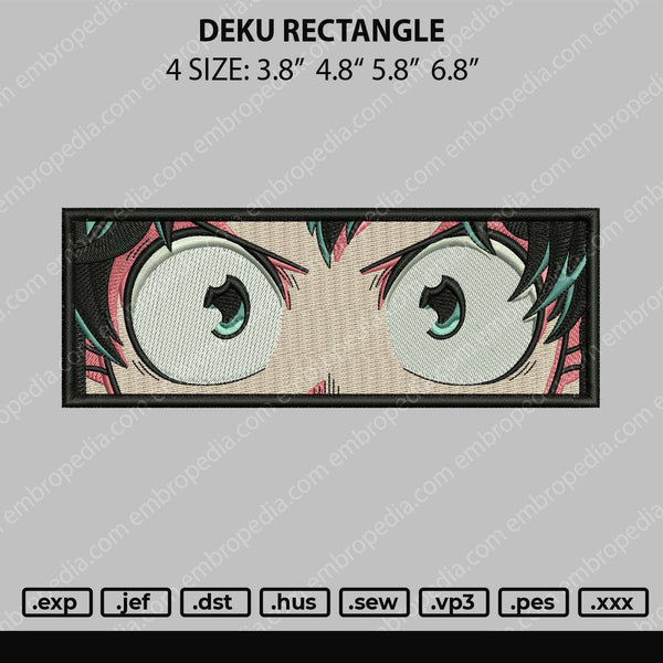 Deku Rectangle Embroidery File 4 size